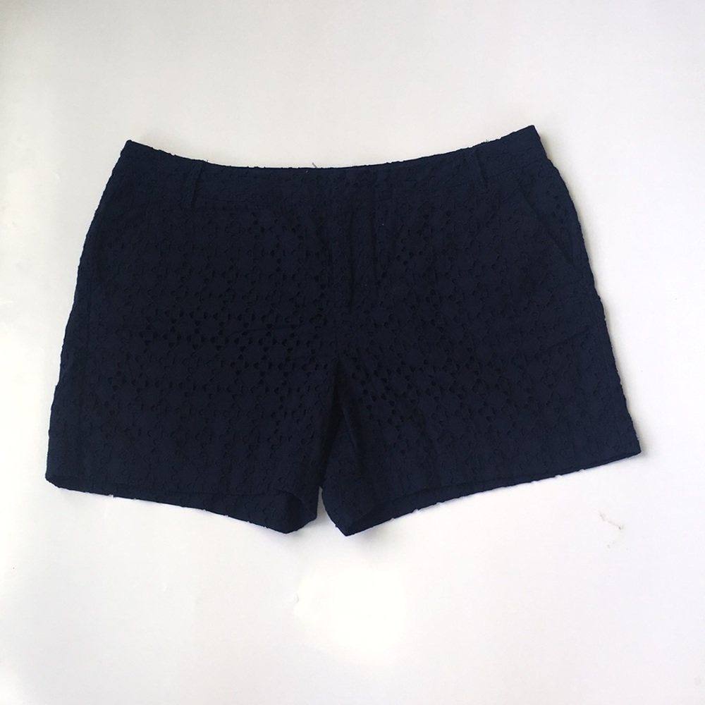 Navy Blue Eyelet Dress Shorts sz 14 - Picture 3 of 5